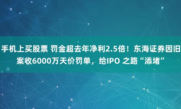 手机上买股票 罚金超去年净利2.5倍！东海证券因旧案收6000万天价罚单，给IPO 之路“添堵”
